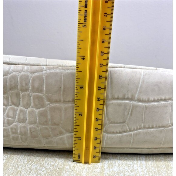 Furla Crocodile Leather Embossed White Hobo Crossbody Strap/Shoulder Bag Italy - Picture 12 of 15